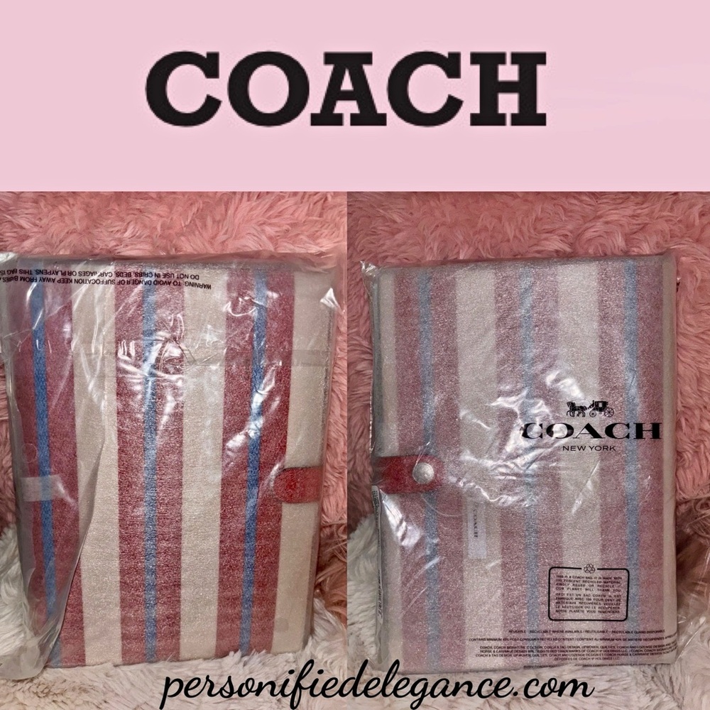 NEW Coach Coated Canvas Chalk Multi Stripe Notebook Journal Diary Agenda - Picture 15 of 15